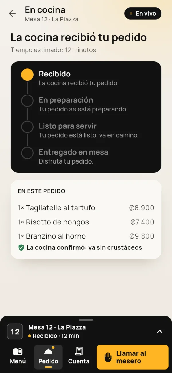 App de Noddle: pedido en vivo